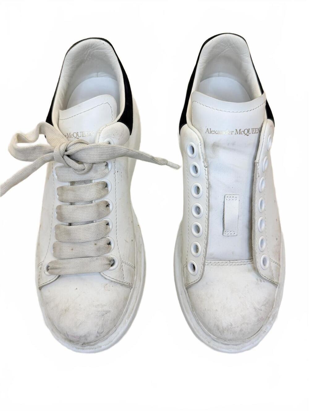 Alexander McQueen Sneakers White Leather Black Heel Tab Size 36